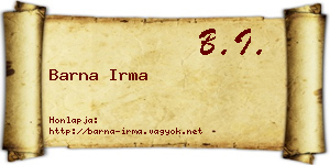 Barna Irma névjegykártya